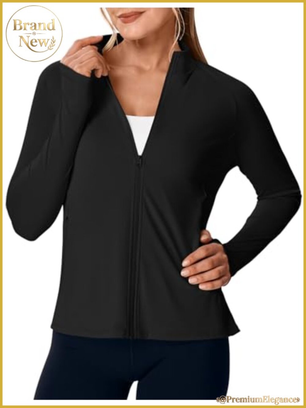 UPF 50+ Athletic Jacket Lightweight Full Zip Running Jacket